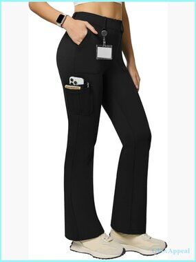 High Waist Bootcut Flare Cargo Leggings 6 Pockets Stretch Yoga Work Pants